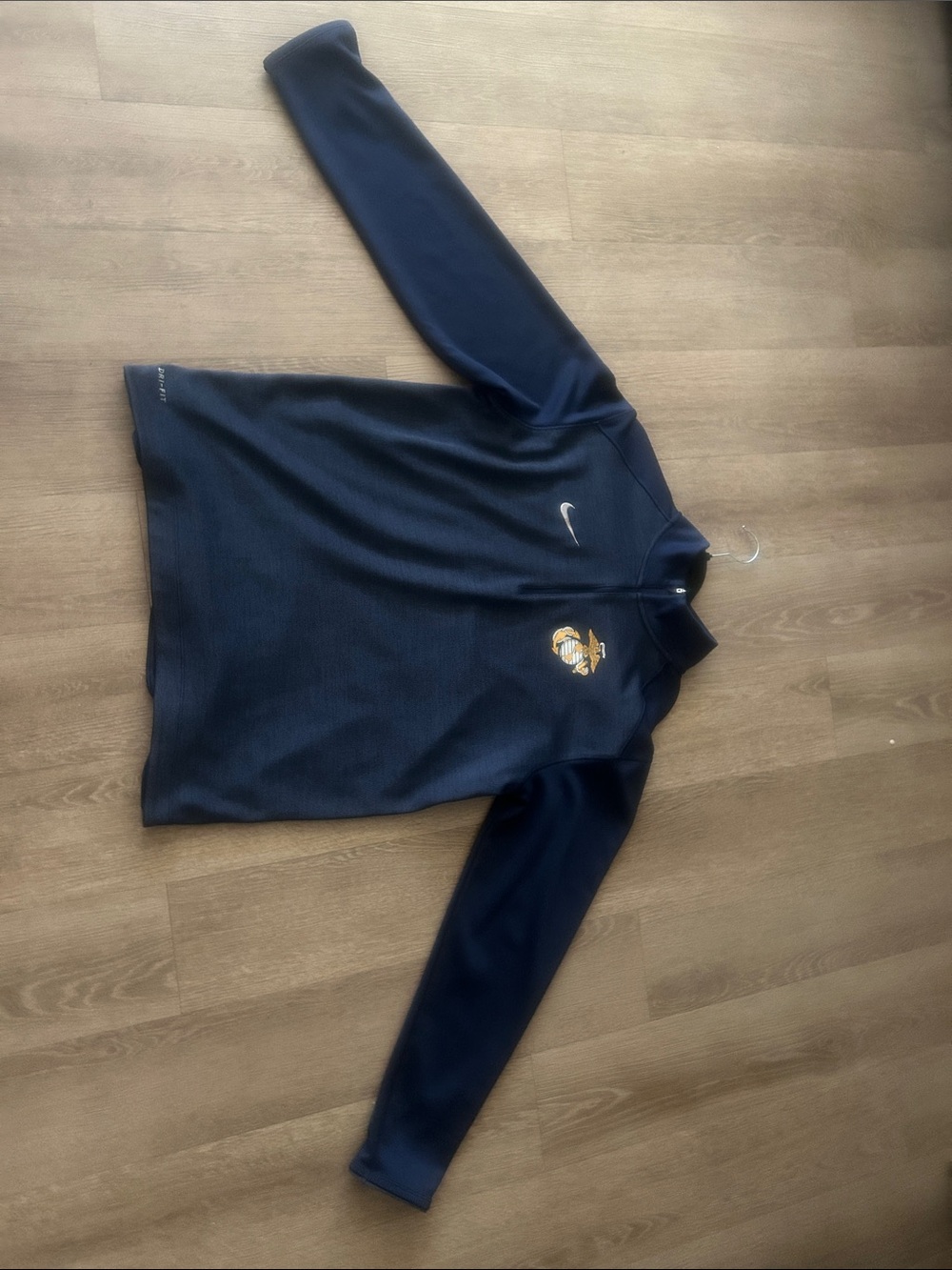 Nike Men’s Navy Zip-Up Pullover with Embroidered Marine EGA Logo
